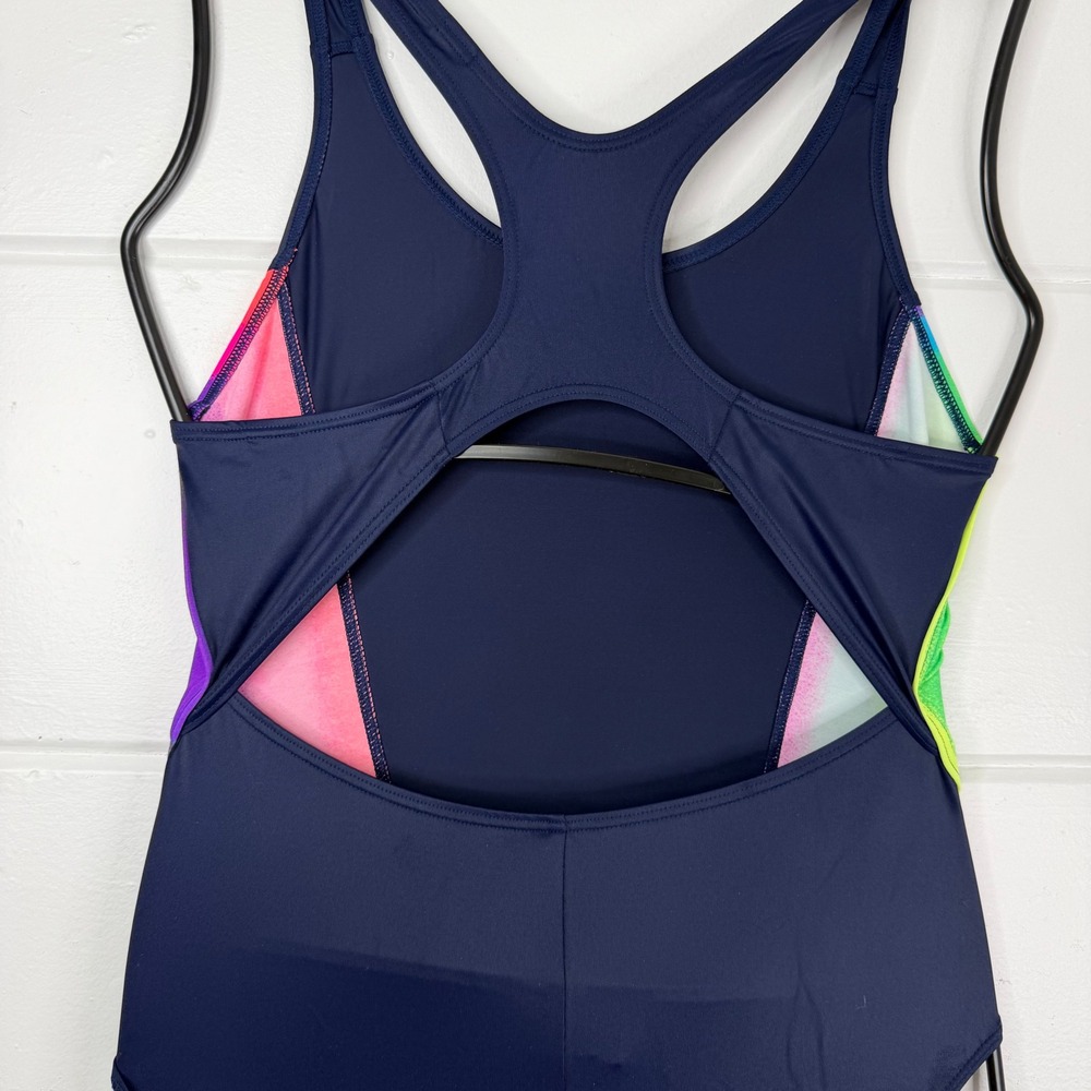 Vintage Garupa Swimsuit One Piece Swim Navy Blue Pink Vibrant Colors Back NEW‎ - Picture 8 of 9